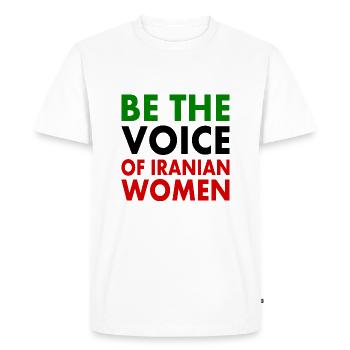 Be the voice of iranian women - T-shirt Premium bio Homme - blanc - Devant - Nico (187cm)