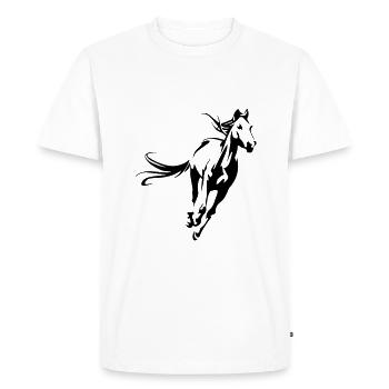 Cheval, tête, tête de cheval, équitation, silhouette, crinière - T-shirt Premium bio Homme - blanc - Devant - Nico (187cm)