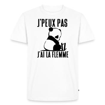 Je peux pas j'ai la flemme - j'peux pas - T-shirt Premium bio Homme - blanc - Devant - Nico (187cm)