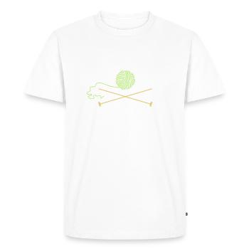aiguille à tricoter laine / wool 'n knitting - T-shirt Premium bio Homme - blanc - Devant - Nico (187cm)