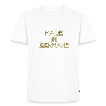 fabriqué en allemagne,or,goldene schrift,allemagne - T-shirt Premium bio Homme - blanc - Devant - Nico (187cm)