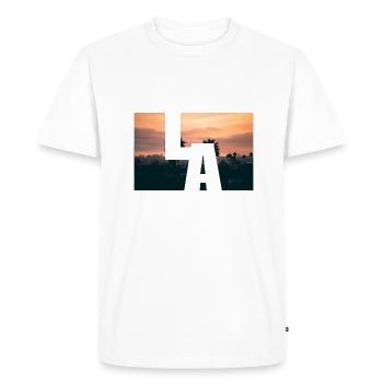 Los Angeles Coucher de soleil - T-shirt Premium bio Homme - blanc - Devant - Nico (187cm)