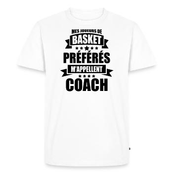 mes joueurs de basket préférés m'appellent coach - T-shirt Premium bio Homme - blanc - Devant - Nico (187cm)