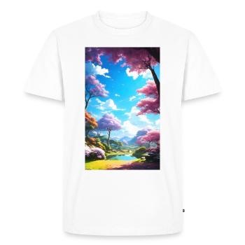 Peaceful, bright & happy anime nature scene - Men's Premium Organic T-Shirt - white - Front - Nico (187cm)