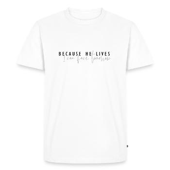 Because He Lives - T-shirt Premium bio Homme - blanc - Devant - Nico (187cm)