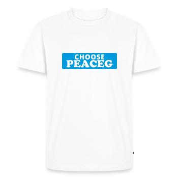 Choose peace - Wähle den Frieden - Men's Premium Organic T-Shirt - white - Front - Nico (187cm)