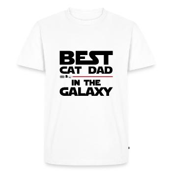 Best cat dad of the galaxy - Men's Premium Organic T-Shirt - white - Front - Nico (187cm)