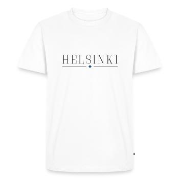 T-shirt Helsinki : Design, Nature, Élégance - T-shirt Premium bio Homme - blanc - Devant - Nico (187cm)