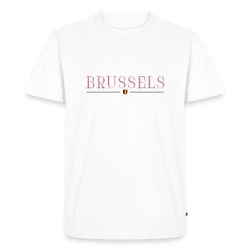 T-shirt élégance Bruxelles, Belgique - T-shirt Premium bio Homme - blanc - Devant - Nico (187cm)