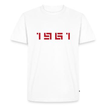 Année de naissance Naissance Né en - Fabriqué en 1961 - T-shirt Premium bio Homme - blanc - Devant - Nico (187cm)