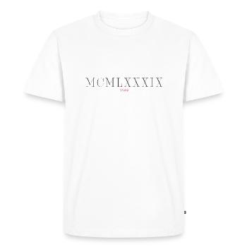 Roman numeral Year of birth Made in 1989 - Men's Premium Organic T-Shirt - white - Front - Nico (187cm)