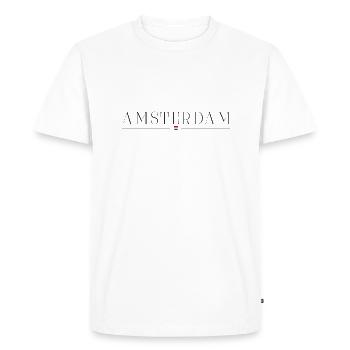 Meet me in Amsterdam, Netherlands - Men's Premium Organic T-Shirt - white - Front - Nico (187cm)