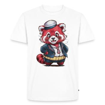 Red Kawaii Panda Wearing School Uniform - Men's Premium Organic T-Shirt - white - Front - Nico (187cm)