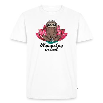 Paresseux avec fleur de lotus et sort - T-shirt Premium bio Homme - blanc - Devant - Nico (187cm)
