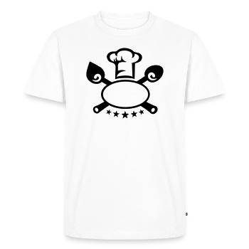 5 étoiles chef, cuisine, couverts, toque, hotel - T-shirt Premium bio Homme - blanc - Devant - Nico (187cm)