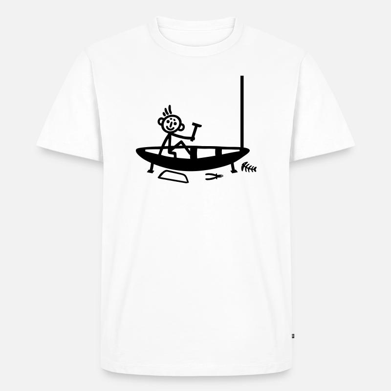 Boot bauen - Strichmännchen - Männer Premium Bio T-Shirt - Weiß