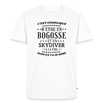 Bogosse skydiver - T-shirt Premium bio Homme - blanc - Devant - Nico (187cm)