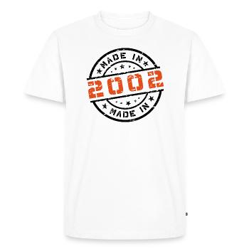 Année de naissance Anniversaire Né en - Fabriqué en 2002 - T-shirt Premium bio Homme - blanc - Devant - Nico (187cm)