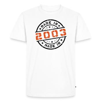 Année de naissance Naissance Né en - Fabriqué en 2003 - T-shirt Premium bio Homme - blanc - Devant - Nico (187cm)
