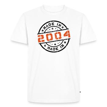 Année de naissance Anniversaire Né en - Fabriqué en 2004 - T-shirt Premium bio Homme - blanc - Devant - Nico (187cm)