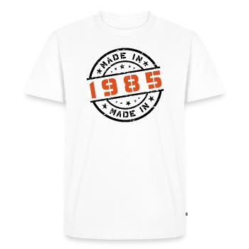 Année de naissance Anniversaire Né en - Fabriqué en 1985 - T-shirt Premium bio Homme - blanc - Devant - Nico (187cm)