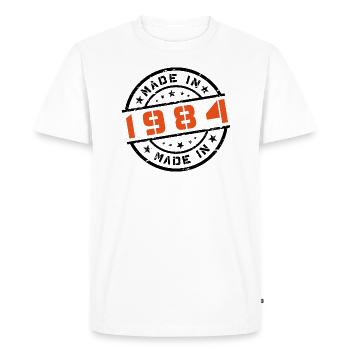 Année de naissance Anniversaire Né en - Fabriqué en 1984 - T-shirt Premium bio Homme - blanc - Devant - Nico (187cm)