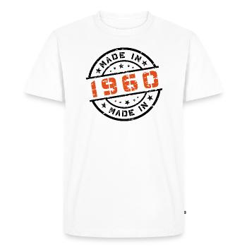 Année de naissance Anniversaire Né en - Fabriqué en 1960 - T-shirt Premium bio Homme - blanc - Devant - Nico (187cm)