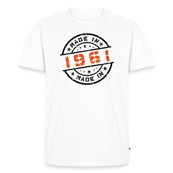 Année de naissance Anniversaire Né en - Fabriqué en 1961 - T-shirt Premium bio Homme - blanc - Devant - Nico (187cm)