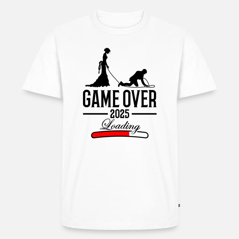 Hochzeit Loading 2025 Game Over - Männer Premium Bio T-Shirt - Weiß