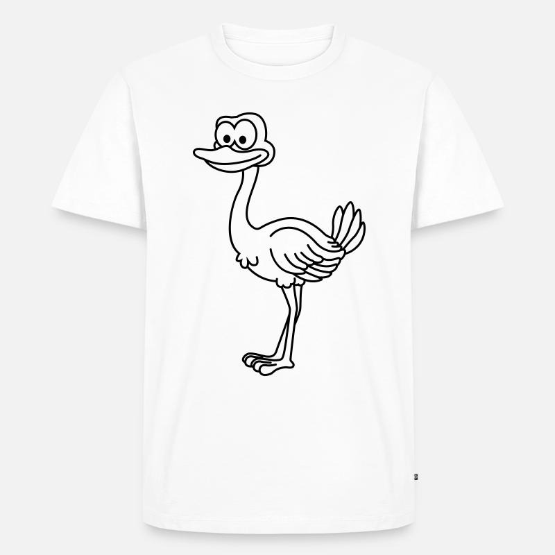 Strauß Comic Tier - Männer Premium Bio T-Shirt - Weiß