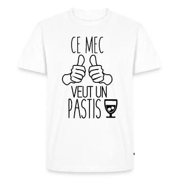 Ce mec veut un pastis humour citations alcool - T-shirt Premium bio Homme - blanc - Devant - Nico (187cm)