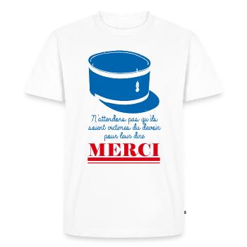 Victimes du Devoir Gendarmes Merci - T-shirt Premium bio Homme - blanc - Devant - Nico (187cm)