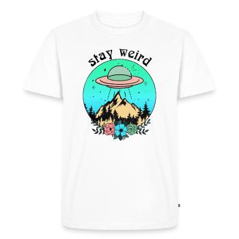 Restez bizarre OVNI - T-shirt Premium bio Homme - blanc - Devant - Nico (187cm)