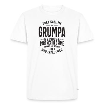 Grumpa - Not a Bad Influence, Just a Partner Crime - Men's Premium Organic T-Shirt - white - Front - Nico (187cm)