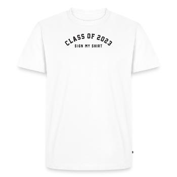 Classe de 2023 Signez ma chemise -Drôle - T-shirt Premium bio Homme - blanc - Devant - Nico (187cm)