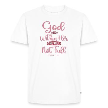 Dieu en elle - Citation chrétienne - T-shirt Premium bio Homme - blanc - Devant - Nico (187cm)