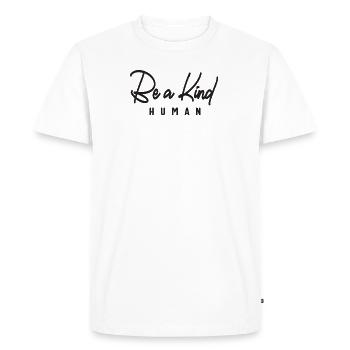 Be a Kind Human - Motivational - Men's Premium Organic T-Shirt - white - Front - Nico (187cm)