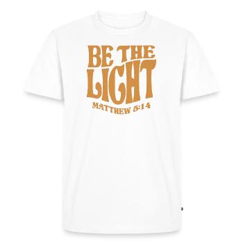 Soyez la lumière Matthieu 5:14 - Citation chrétienne - T-shirt Premium bio Homme - blanc - Devant - Nico (187cm)