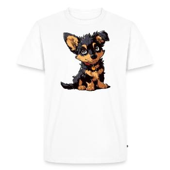 Chiots avec de mignons yeux de chien - T-shirt Premium bio Homme - blanc - Devant - Nico (187cm)