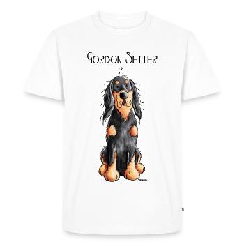 Drôle Gordon Setter dessin animé - Chien - Cadeau - T-shirt Premium bio Homme - blanc - Devant - Nico (187cm)