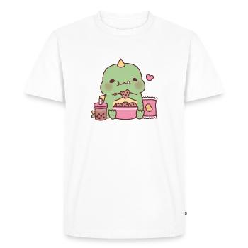 Cute Dinosaur Snacking On Cookies - Men's Premium Organic T-Shirt - white - Front - Nico (187cm)