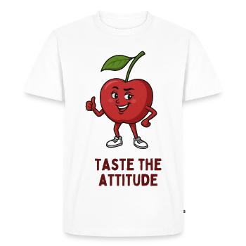 Apple with Attitude Motif - Men's Premium Organic T-Shirt - white - Front - Nico (187cm)