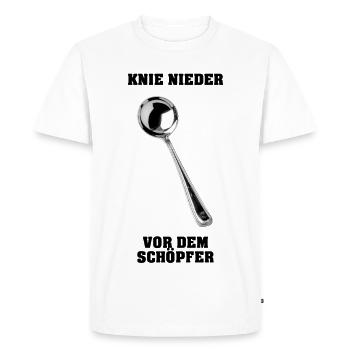 Agenouille-toi devant le Créateur - T-shirt Premium bio Homme - blanc - Devant - Nico (187cm)