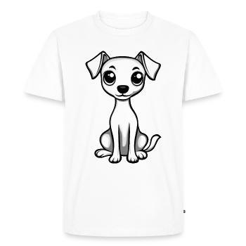 Whippet Chien Bande dessinée Mignon - T-shirt Premium bio Homme - blanc - Devant - Nico (187cm)