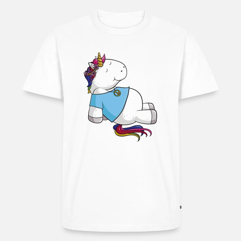 Hippie Einhorn Comic - Männer Premium Bio T-Shirt - Weiß