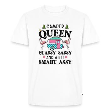 Camper Queen - Funny Camping Queen - Men's Premium Organic T-Shirt - white - Front - Nico (187cm)
