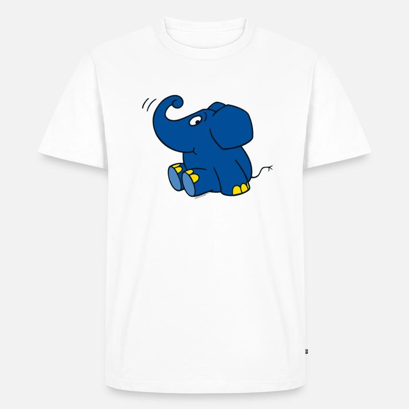 Der Elefant - sitzend - Männer Premium Bio T-Shirt - Weiß