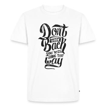 REGARDEZ EN ARRIÈRE DICTONS MOTIFS - T-shirt Premium bio Homme - blanc - Devant - Nico (187cm)