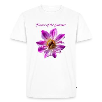 Pink Dahlia imperialis Flower, Bee, Natural - Men's Premium Organic T-Shirt - white - Front - Nico (187cm)