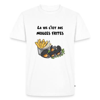 Moules frites - T-shirt Premium bio Homme - blanc - Devant - Nico (187cm)